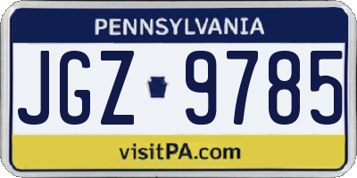 PA license plate JGZ9785
