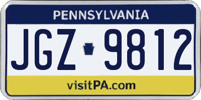 PA license plate JGZ9812