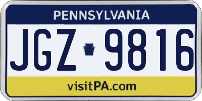 PA license plate JGZ9816