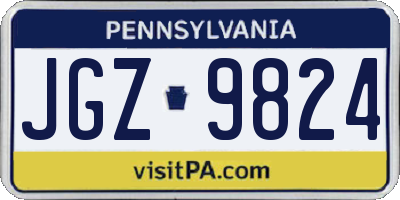 PA license plate JGZ9824