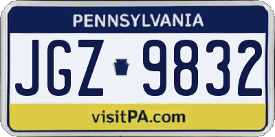 PA license plate JGZ9832