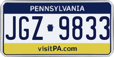 PA license plate JGZ9833