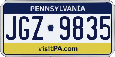PA license plate JGZ9835