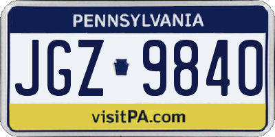 PA license plate JGZ9840