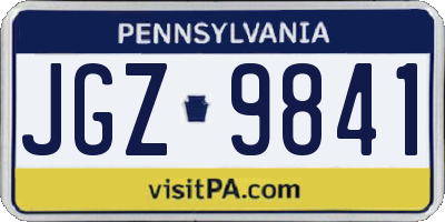 PA license plate JGZ9841