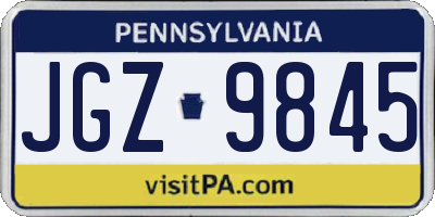 PA license plate JGZ9845