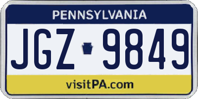 PA license plate JGZ9849