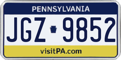 PA license plate JGZ9852