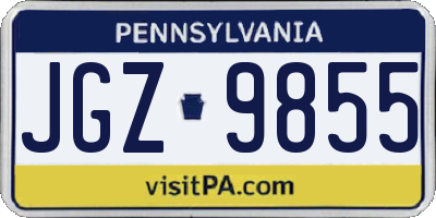 PA license plate JGZ9855