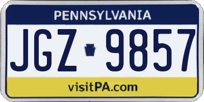 PA license plate JGZ9857