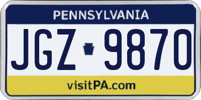 PA license plate JGZ9870