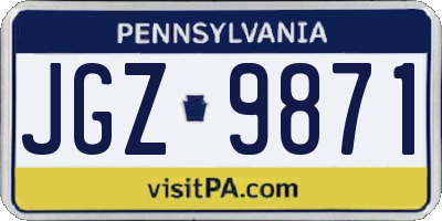 PA license plate JGZ9871