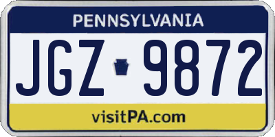 PA license plate JGZ9872