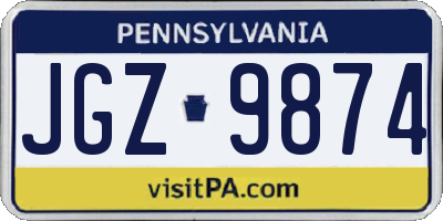 PA license plate JGZ9874