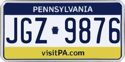 PA license plate JGZ9876