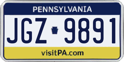 PA license plate JGZ9891
