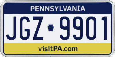 PA license plate JGZ9901