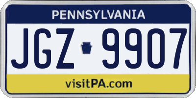 PA license plate JGZ9907