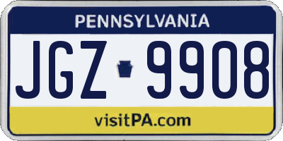 PA license plate JGZ9908