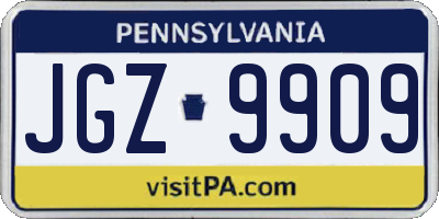 PA license plate JGZ9909