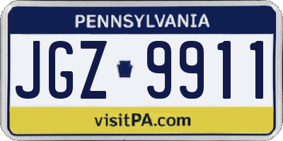PA license plate JGZ9911