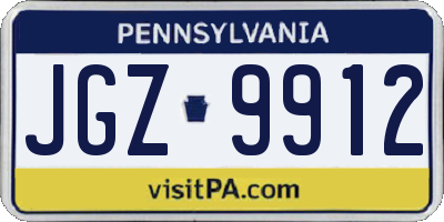 PA license plate JGZ9912