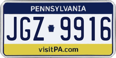 PA license plate JGZ9916