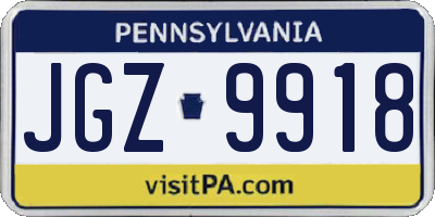 PA license plate JGZ9918