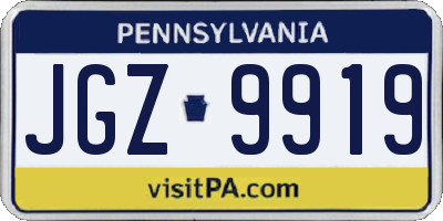 PA license plate JGZ9919