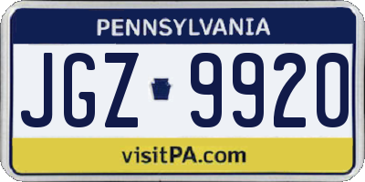 PA license plate JGZ9920