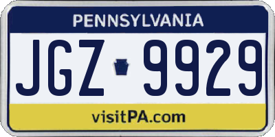 PA license plate JGZ9929
