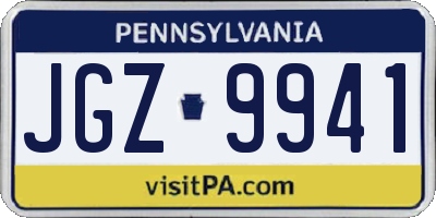 PA license plate JGZ9941