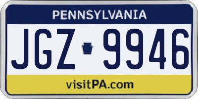 PA license plate JGZ9946