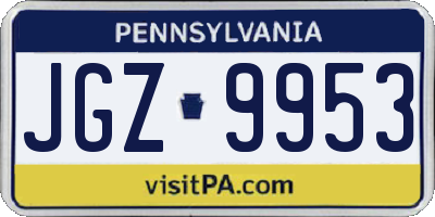 PA license plate JGZ9953