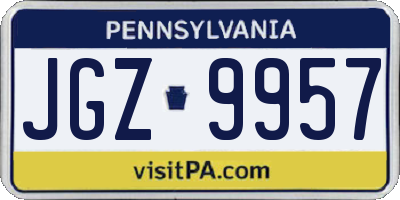 PA license plate JGZ9957