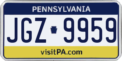 PA license plate JGZ9959