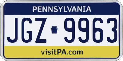 PA license plate JGZ9963