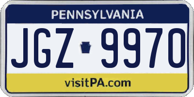 PA license plate JGZ9970