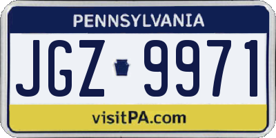 PA license plate JGZ9971