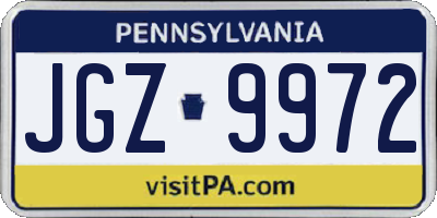 PA license plate JGZ9972
