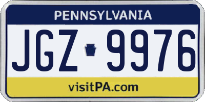 PA license plate JGZ9976