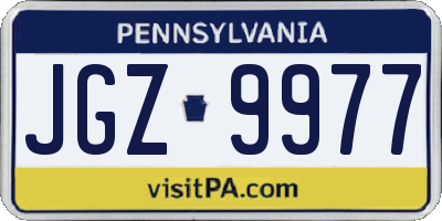 PA license plate JGZ9977
