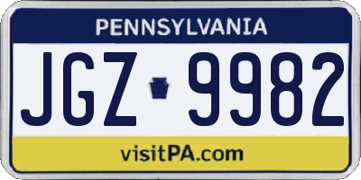 PA license plate JGZ9982