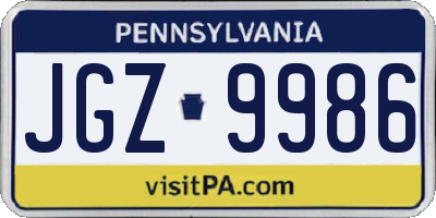 PA license plate JGZ9986