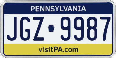 PA license plate JGZ9987