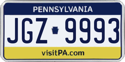 PA license plate JGZ9993
