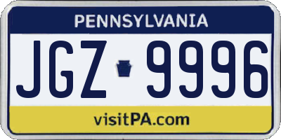 PA license plate JGZ9996