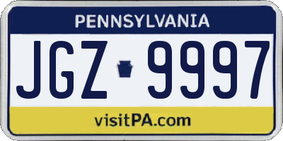 PA license plate JGZ9997