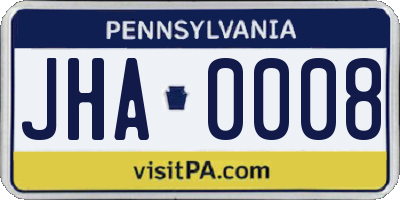 PA license plate JHA0008