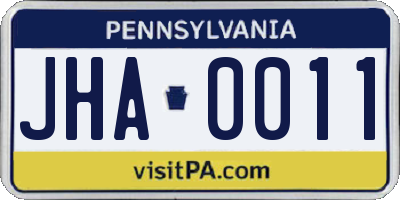 PA license plate JHA0011